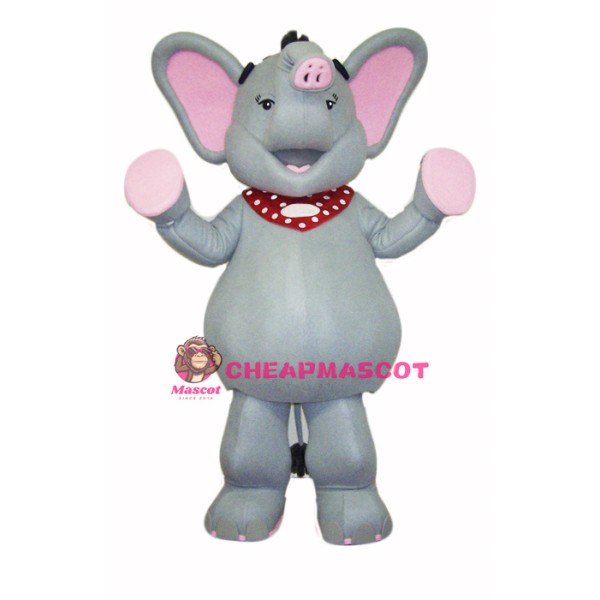 Grey & Pink Elephant Mascot Costume 