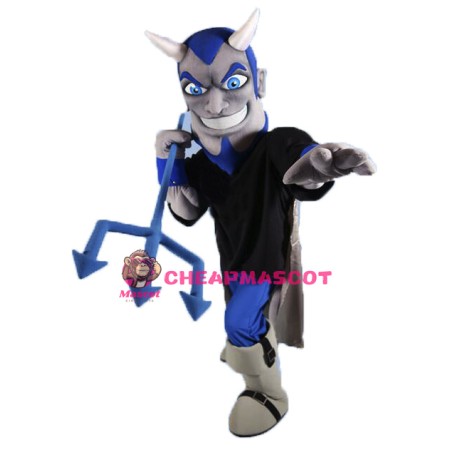 Grey & Blue Devil Mascot Costume
