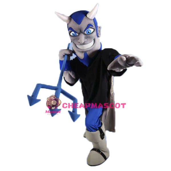 Grey & Blue Devil Mascot Costume