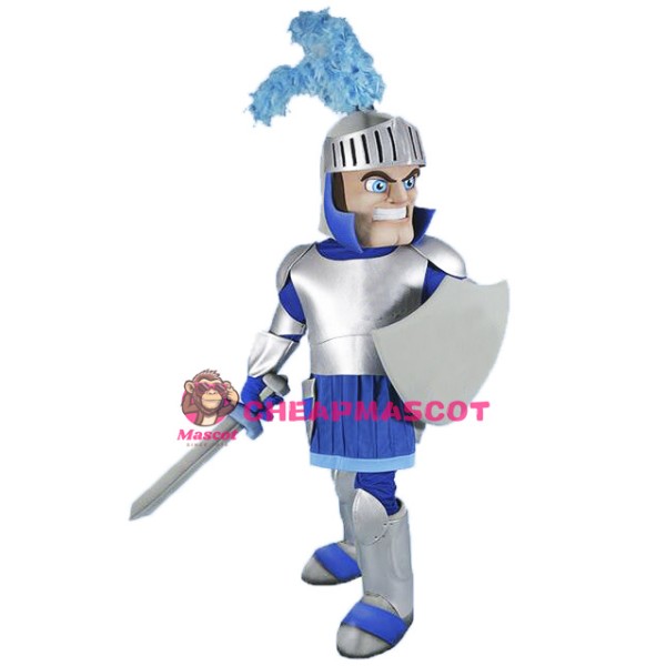 Silver & Blue Knight Mascot Costume