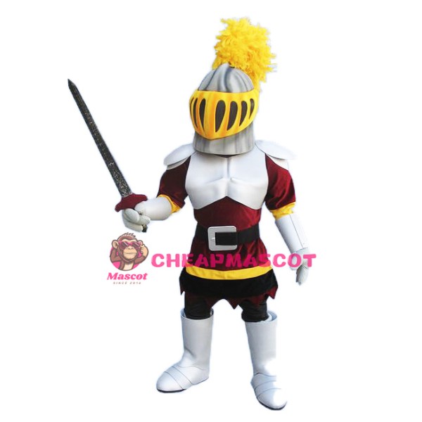 Silver & Red Knight Mascot Costume