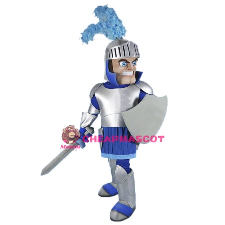 Blue & Silver Knight Mascot Costume