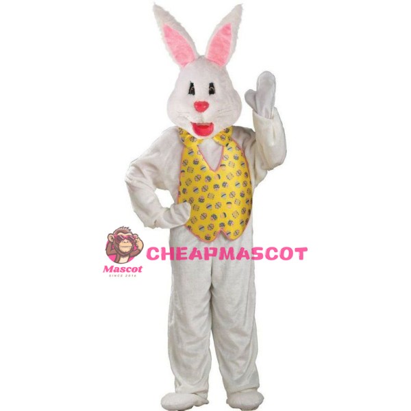 White Adult Easter Bunny Mascot Costume
