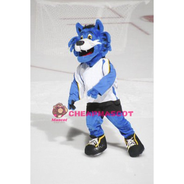 Blue Furry Tiger Mascot Costume