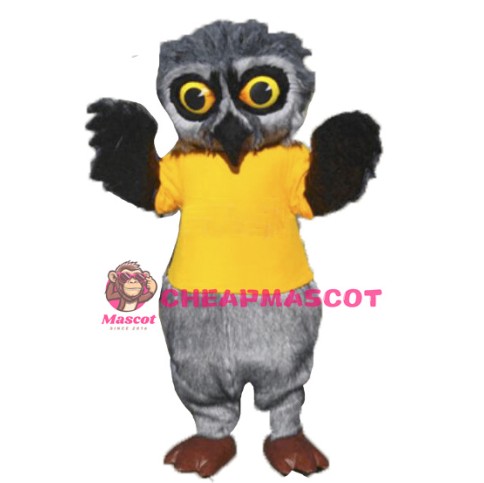 Grey Furry Owl Mascot Costume