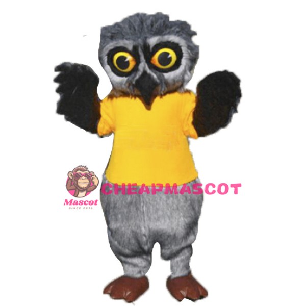 Grey Furry Owl Mascot Costume