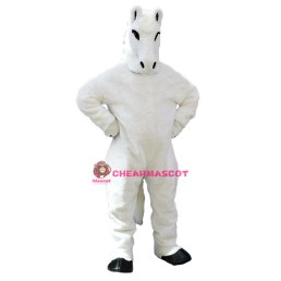 Friendly White Horse Mascot Costume
