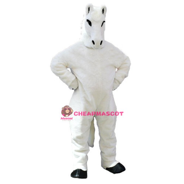 Friendly White Horse Mascot Costume