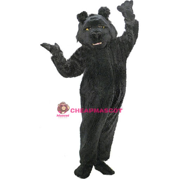 Shaggy Black Bear Mascot Costume