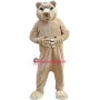 Friendly Tan-colored Lion Mascot Costume
