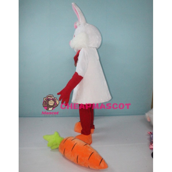 White Bunny Rabbit with Carrot Mascot Costume