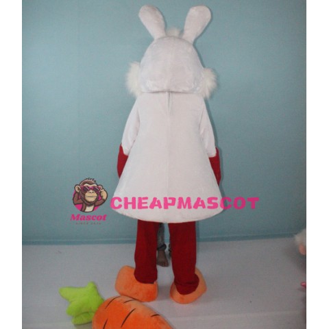 White Bunny Rabbit with Carrot Mascot Costume