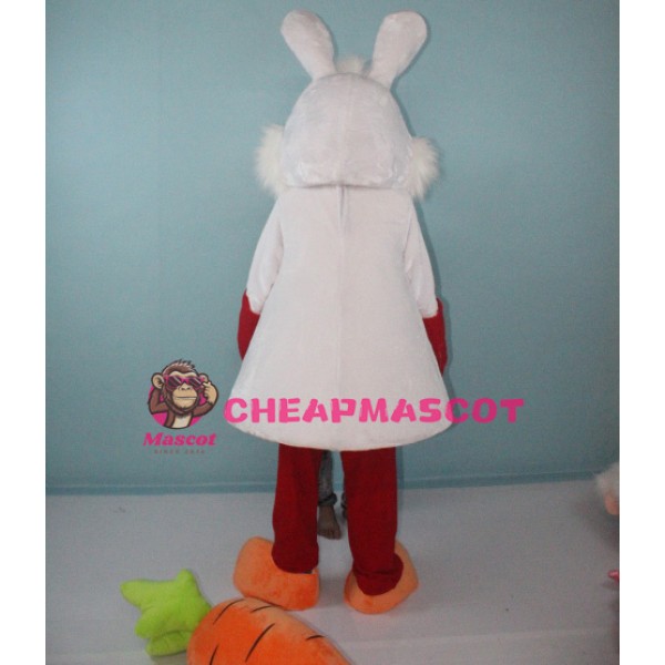 White Bunny Rabbit with Carrot Mascot Costume