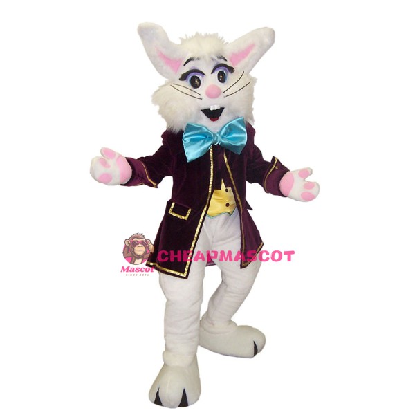 Cute White Bunny Mascot Costume