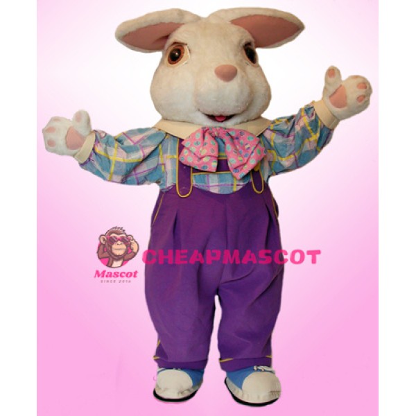 White Furry Easter Bunny Mascot Costume