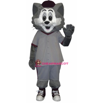 Grey and White Cat Mascot Costume