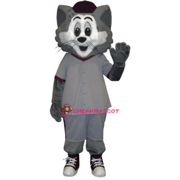 Grey and White Cat Mascot Costume