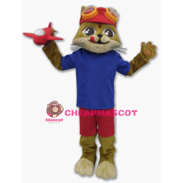Pilot Cat Mascot Costume