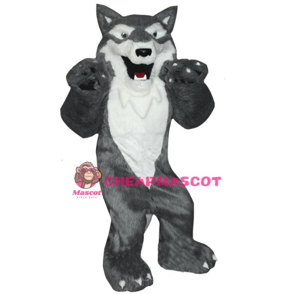 Grey & White Wolf Mascot Costume
