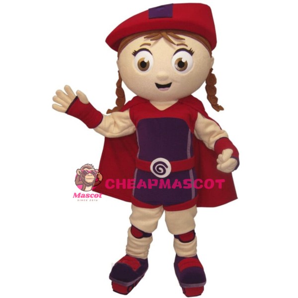 Red Super Girl Mascot Costume