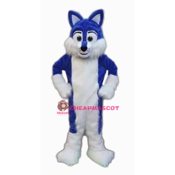 Blue Furry Husky Mascot Costume