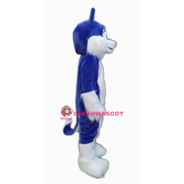 Blue Furry Husky Mascot Costume