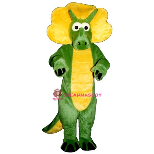 Green Triceratops Dinosaur Mascot Costume