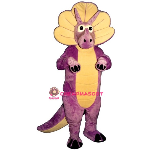 Purple Triceratops Dinosaur Mascot Costume