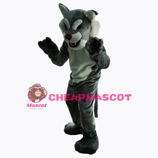 Grey Power Cat Wildcat Mascot Costume