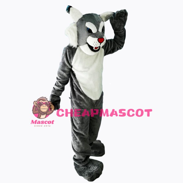 Grey Power Cat Wildcat Mascot Costume