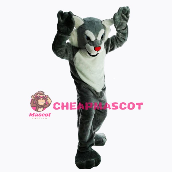 Grey Power Cat Wildcat Mascot Costume