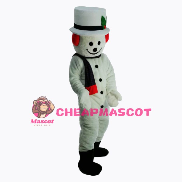 New Extra Round Snowman w Hat Scarf Mascot Costume