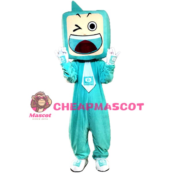 Green TV Set Mascot Costumes