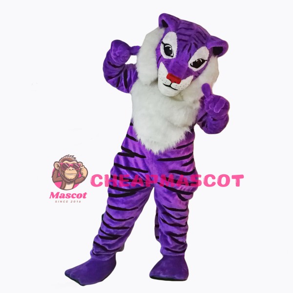 Purple Tiger Mascot Costume