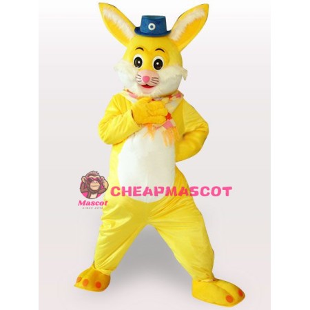 Yellow Rabbit Short Plush Adult  Mascot Costume