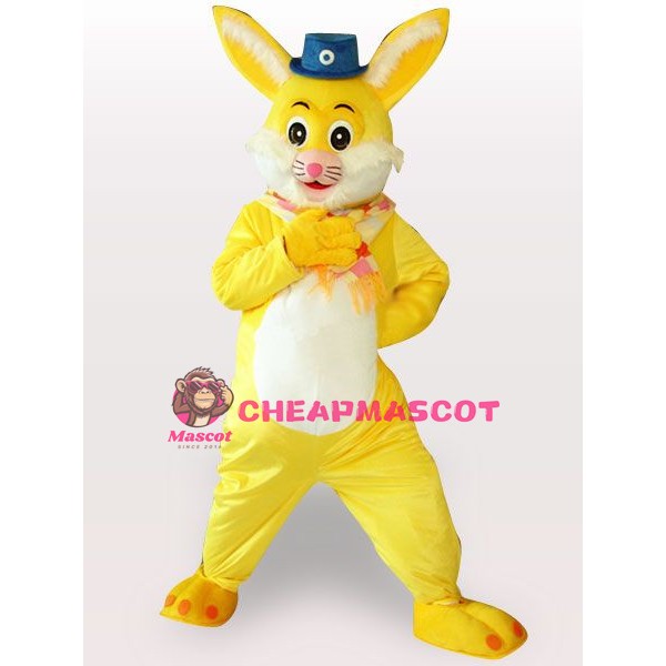 Yellow Rabbit Short Plush Adult  Mascot Costume