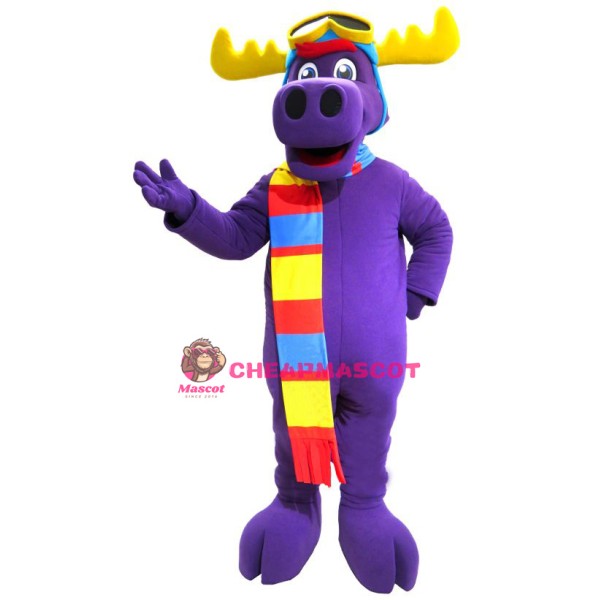 Purple Moose Mascot Costume