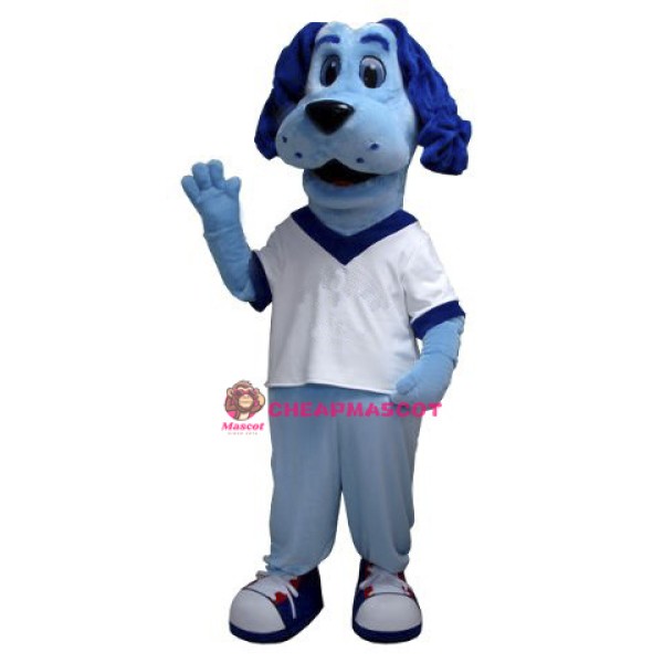 Cute Blue Dog Mascot Costume