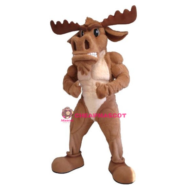 Power Muscly Moose Mascot Costume