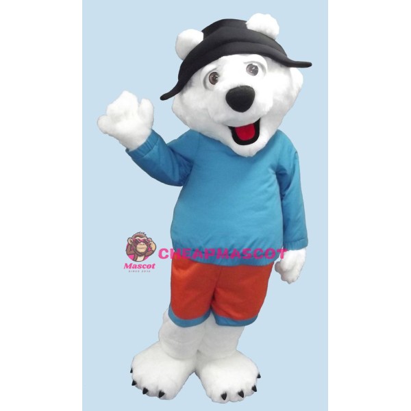 Cute Friendly Polar Bear Mascot Costume