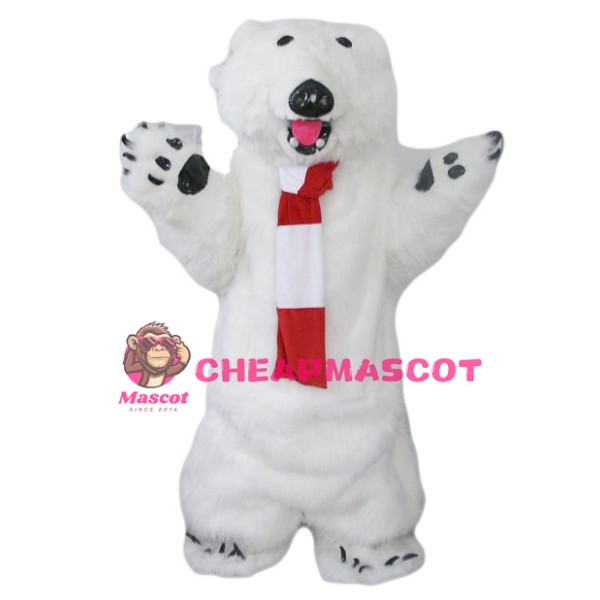 Furry Polar Bear Mascot Costume 