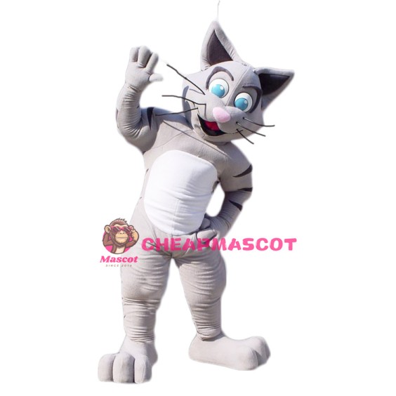 Cute Gray Cat Mascot Costume