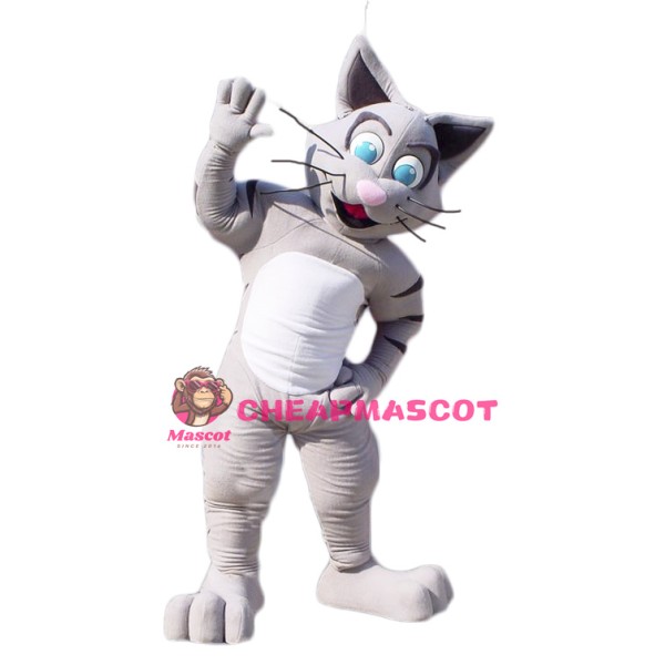 Cute Gray Cat Mascot Costume