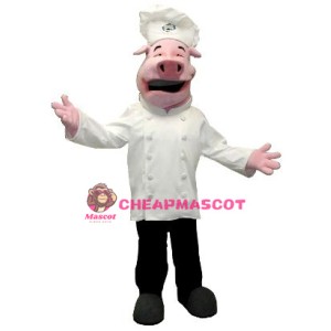 Cute Chef Pig Mascot Costume