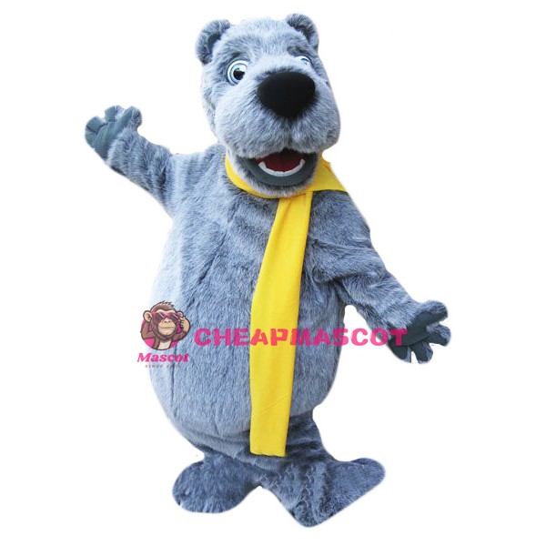 Happy Grey Bear Mascot Costume