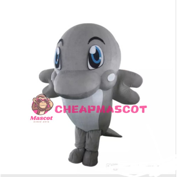 Professional Gray Dolphin Mascot Costume