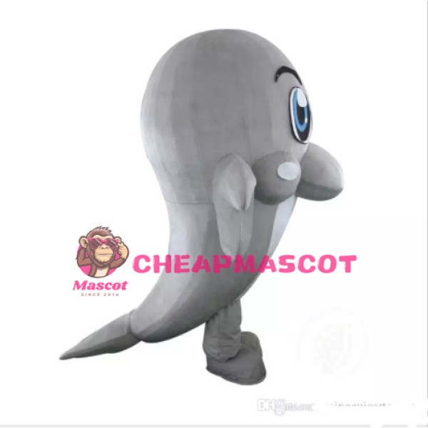 Professional Gray Dolphin Mascot Costume