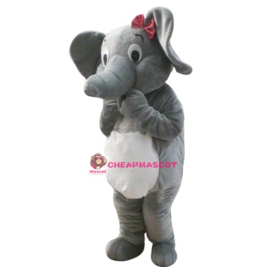 Female Grey Elephant Mascot Costume