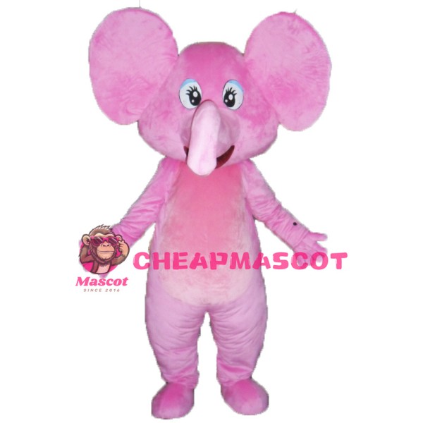Happy Pink Elephant Mascot Costume