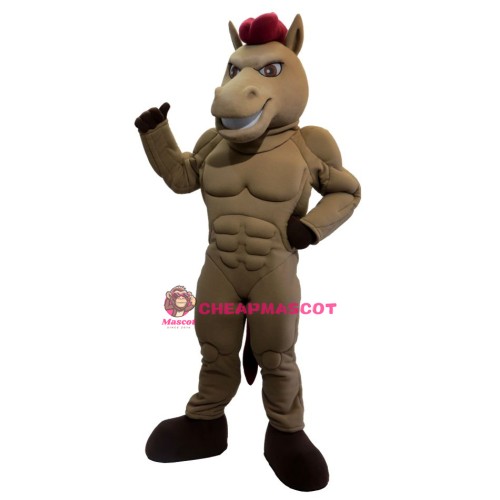 Brown Power Mustang Mascot Costume